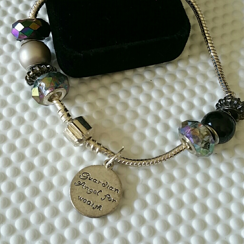 Silver charm bracelet for wealth angel
